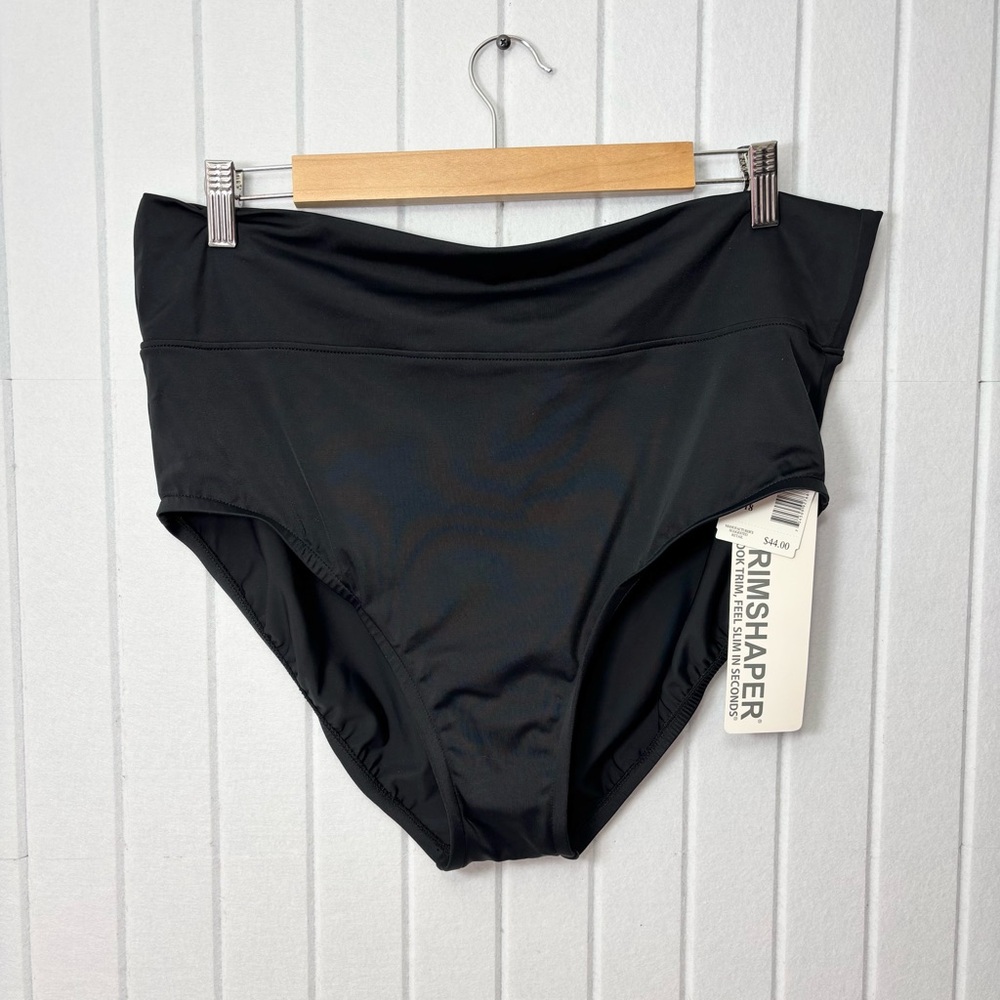 TRIMSHAPER High-Waist Black Bikini Bottom - Women Size 18  NEW‎
